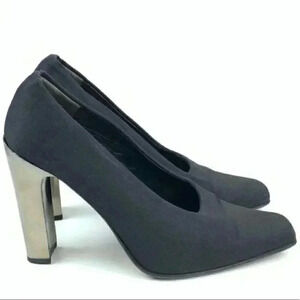 Via Spiga heels size 10 black gun metal gray Italy